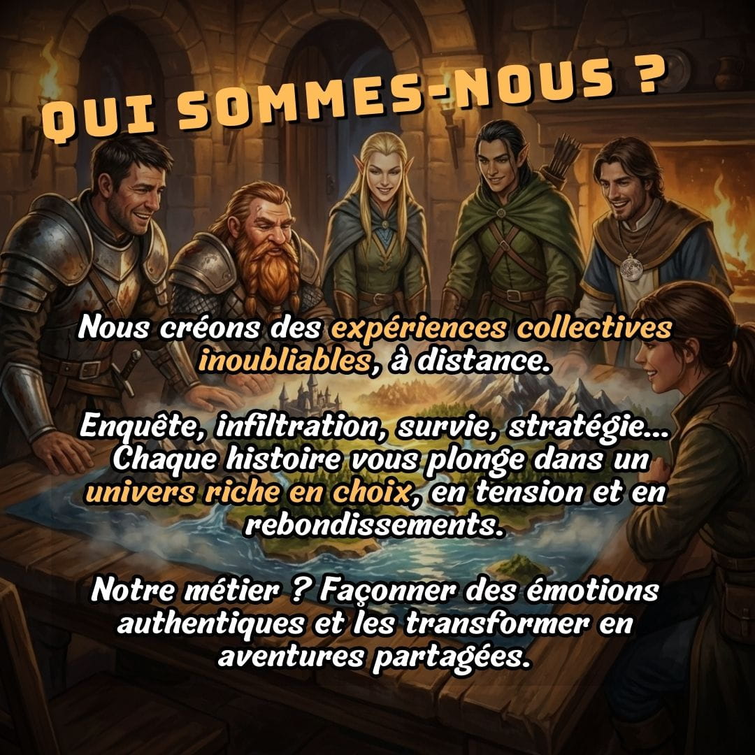 Groupe rassemblé autour d’une carte interactive, plongé dans une mission immersive à distance, ambiance tamisée et détendue.